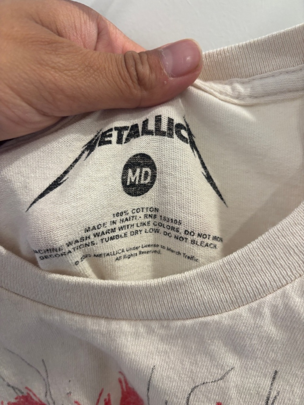 Metallica Graphic Tank Top in Off-White with Red Print - Picture 2 of 3